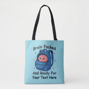 Schattige 'Terug naar school' aanpasbare “Hersenen Tote Bag