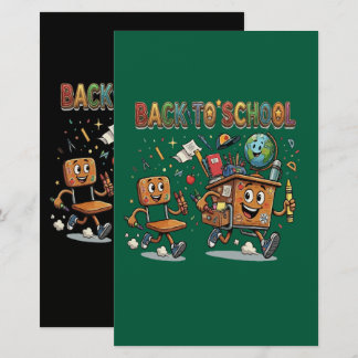 Schattige terug naar school cartoon bureau en stoe briefpapier
