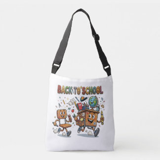 Schattige terug naar school cartoon bureau en stoe crossbody tas