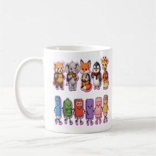 Schattige Terug Naar School Dieren PNG Kawaii Ki Koffiemok