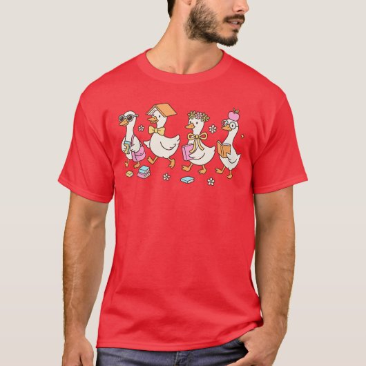 Schattige terug naar school domme ganzenleraar stu t-shirt (Voorkant)