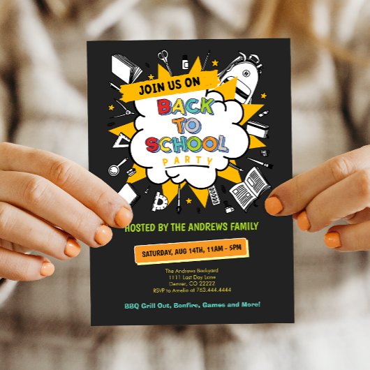 Schattige Terug naar School Familiefeest Kaart