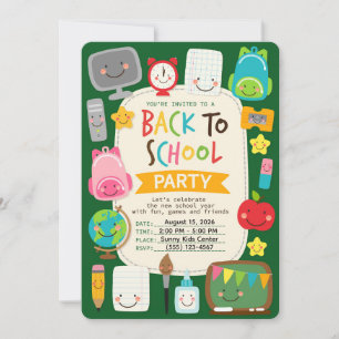 Schattige terug naar school Kawaii-klassenbenodigd Kaart