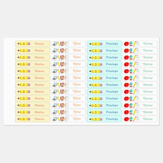 Schattige terug naar school kind labels (Vel)