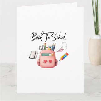 Schattige terug naar school roze rugzak wenskaart kaart