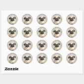 Schattige teruggaveadres van Pug Illustration Ronde Sticker (Vel)