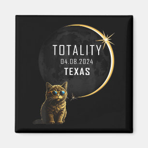 Schattige Texas Totale Zonsverduistering Kat Magneet