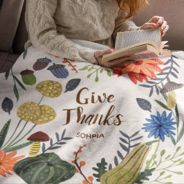 Schattige Thanksgiving bloemige paddestoel herfst Fleece Deken