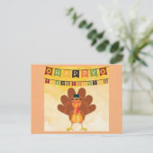 Schattige Thanksgiving Cartoon Kalkoen Briefkaart (Staand voorkant)