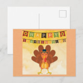 Schattige Thanksgiving Cartoon Kalkoen Briefkaart (Voorkant / Achterkant)