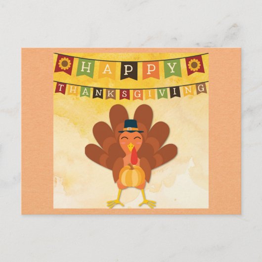 Schattige Thanksgiving Cartoon Kalkoen Briefkaart (Voorkant)