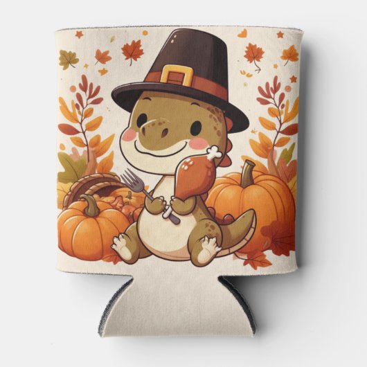 Schattige Thanksgiving Dinosaur Blikjeskoeler (Voorkant)