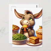 Schattige Thanksgiving Donkey Briefkaart (Voorkant / Achterkant)