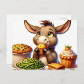 Schattige Thanksgiving Donkey Briefkaart (Voorkant / Achterkant)
