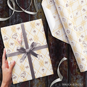 Schattige Thanksgiving Doodles Diamantpatroon Cadeaupapier