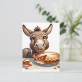 Schattige Thanksgiving ezel met taart Briefkaart (Staand voorkant)