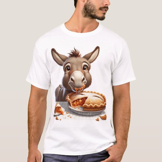 Schattige Thanksgiving ezel met taart T-shirt (Voorkant)