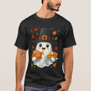 Schattige Thanksgiving Geest Pelgrim Kalkoen Pompo T-shirt