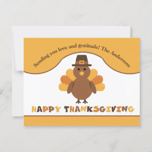 Schattige Thanksgiving-kalkoen Briefkaart