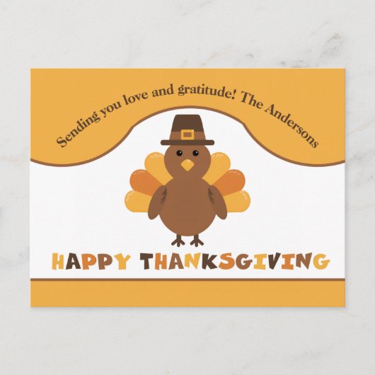 Schattige Thanksgiving-kalkoen Briefkaart (Voorkant)