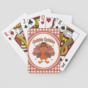 Schattige Thanksgiving-kalkoen Cartoon – “Gobble G Pokerkaarten