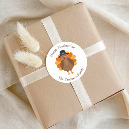 Schattige Thanksgiving-kalkoen | Herfst Enveloppe  Ronde Sticker