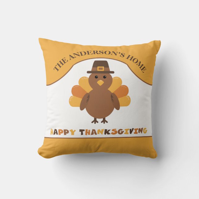 Schattige Thanksgiving-kalkoen Kussen (Voorkant)