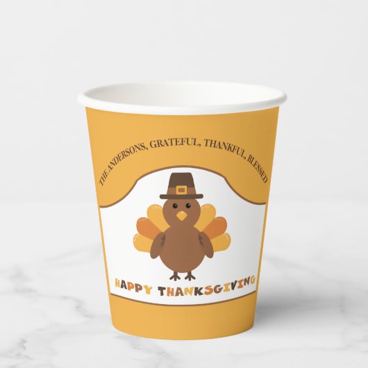 Schattige Thanksgiving-kalkoen Papieren Bekers (Voorkant)