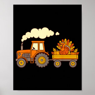 Schattige thanksgiving kalkoen tractor herfst oogs poster