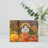 Schattige Thanksgiving kat collage kunst Briefkaart (Staand voorkant)