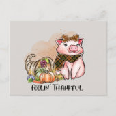 schattige Thanksgiving Landvarken Bedankt Feestdagenkaart (Voorkant)