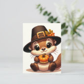 Schattige Thanksgiving Otter Briefkaart (Staand voorkant)