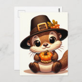 Schattige Thanksgiving Otter Briefkaart (Voorkant / Achterkant)