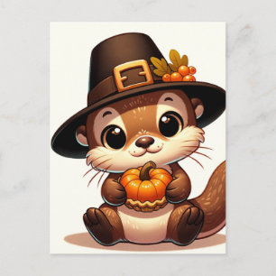 Schattige Thanksgiving Otter Briefkaart