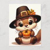 Schattige Thanksgiving Otter Briefkaart (Voorkant)