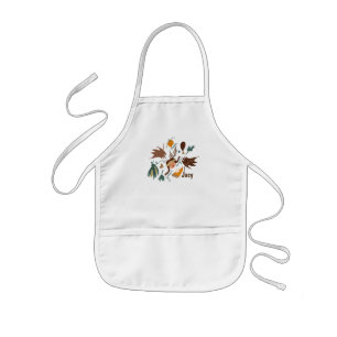 Schattige Thanksgiving-pilgrim Fall Groene Doodles Kinder Schort