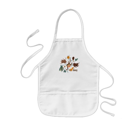 Schattige Thanksgiving-pilgrim Fall Groene Doodles Kinder Schort (Voorkant)
