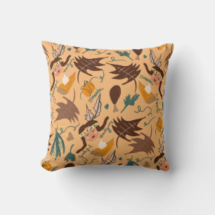 Schattige Thanksgiving-pilgrim Fall Groene Doodles Kussen