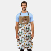 Schattige Thanksgiving-pilgrim Fall Groene Doodles Schort (Gedragen)