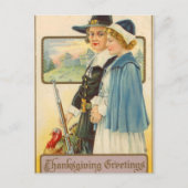 schattige Thanksgiving Pilgrim  Holiday Briefkaart (Voorkant)