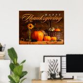 Schattige Thanksgiving Pompoen Poster (Thuiskantoor)