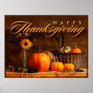 Schattige Thanksgiving Pompoen Poster
