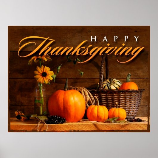 Schattige Thanksgiving Pompoen Poster (Voorkant)
