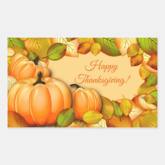 Schattige Thanksgiving Pompoen Rechthoekige Sticker (Voorkant)