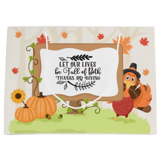 schattige Thanksgiving turkey woordkunst  Groot Cadeauzakje (Voorkant)