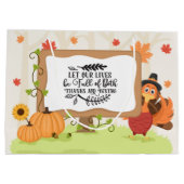schattige Thanksgiving turkey woordkunst  Groot Cadeauzakje (Achterkant)