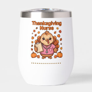 Schattige Thanksgiving-verpleegster-kalkoen-koffie