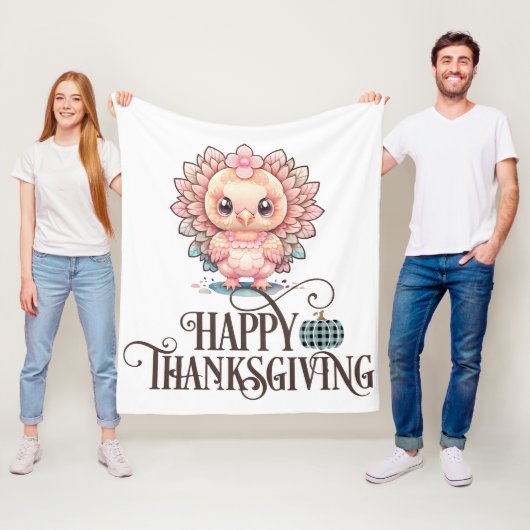 Schattige Thanksgivingkalkoen Fleece Deken (In situ)