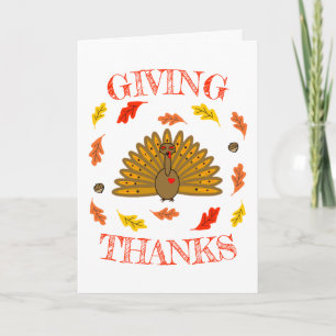Schattige Thanksgivingkalkoen Herfstbladeren Eikel Feestdagen Kaart