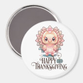 Schattige Thanksgivingkalkoen Magneet (Voorkant / Achterkant)